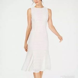 ADRIANNA PAPPELL Midi Cocktail Dress Striped Knit